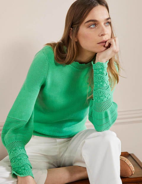 Sleeve Detail Knitted Sweater - Green Lagoon