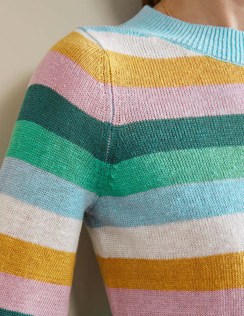 Relaxed Linen Sweater - Shady Glade, Green Rainbow