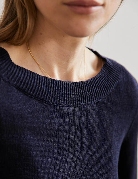 Relaxed Linen Sweater - Navy