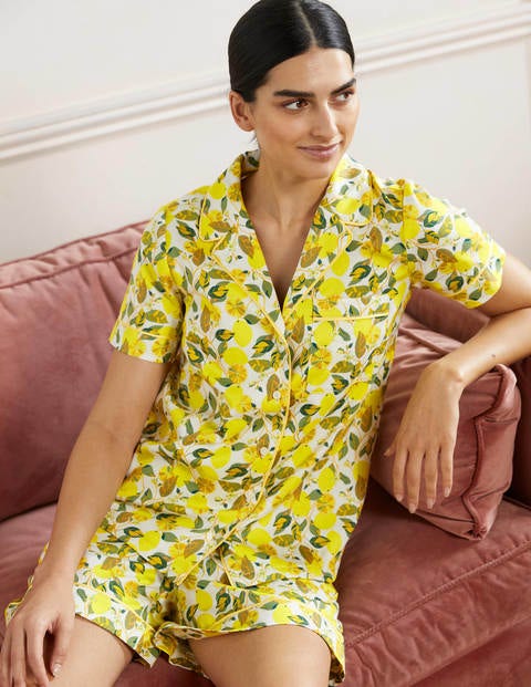 Short Sleeve Pajama Shirt - Ivory 