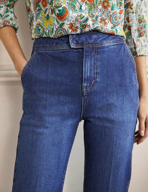 Elegante schmal zulaufende 7/8-Jeans - Dunkles Vintageblau