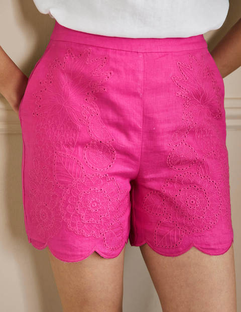 Tamsin Embroidered Shorts - Party Pink, Tropical Broderie