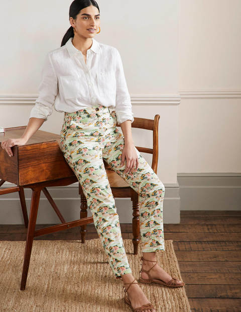 Classic Chino Trousers - Ivory/Green Paradise Bay
