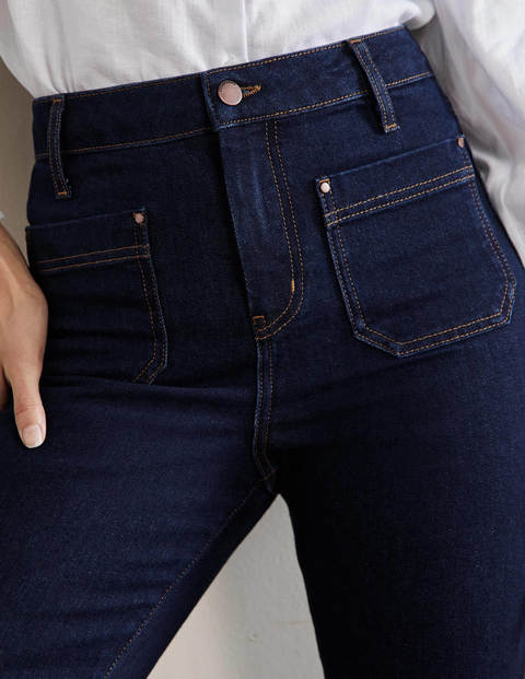 Jeans mit geradem Bein und aufgesetzten Taschen - Indigoblau