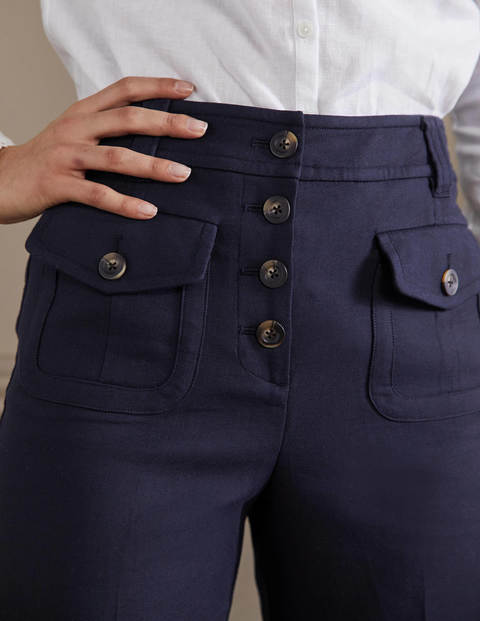 Carrie High Waisted Trousers - Navy