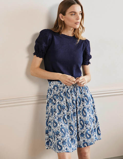 Pull On Jersey Mini Skirt - Hyacinth, Enchanting Paisley