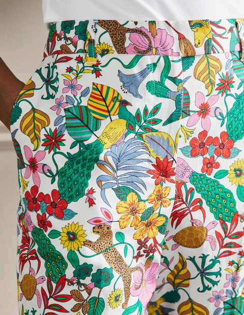 Pantalon ajusté Thea en lin - Multi, motif Exotic Paradise