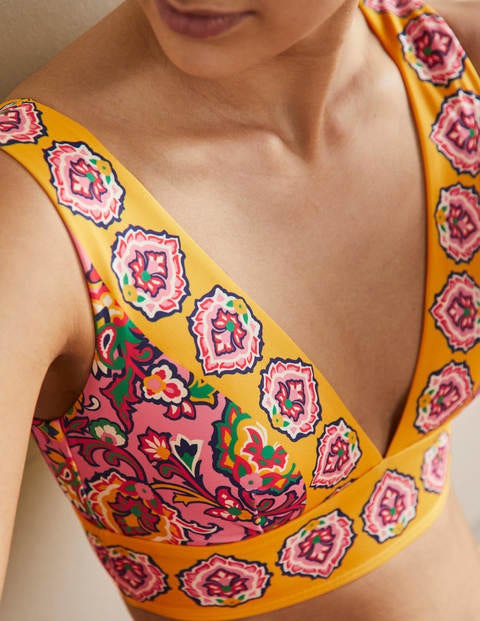 Haut de bikini Porto - Azalée, motif Decorative Blooms