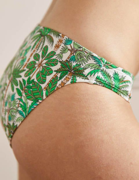 Bas de bikini classique - Ivoire, motif Palm Forest