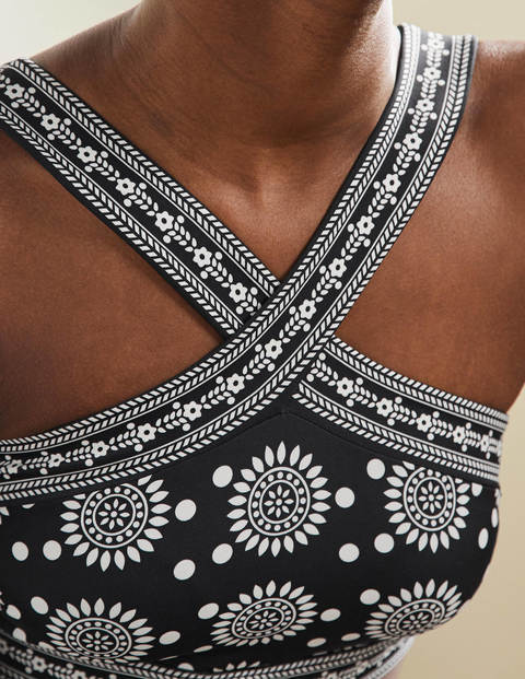 Haut de bikini Positano à motif pêle-mêle - Noir, soleil géométrique