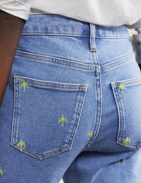 Girlfriend Jeans - Light Vintage, Embroidered