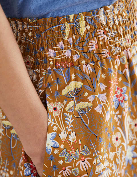 Shirred Waist Cotton Skirt - Frankincense, Wildflower Bloom