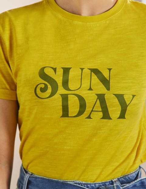 Turn Up Cuff Cotton T-shirt - Lemon Fizz, Sunday