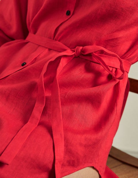 Rosie Linen Shirt - Cherry Red