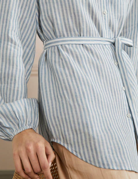 Rosie Linen Shirt - Dusty Blue Stripe