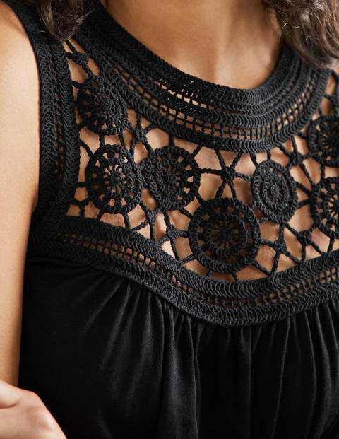 Anais Crochet Jersey Top - Black