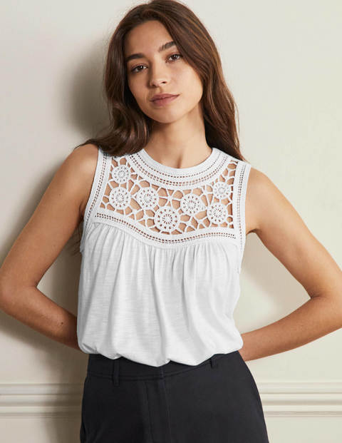 Anais Crochet Jersey Top - White
