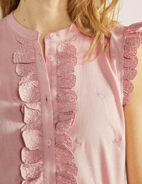 Sleeveless Embroidered Shirt - Milkshake