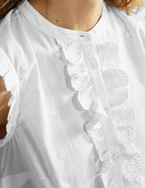 Sleeveless Embroidered Shirt - White