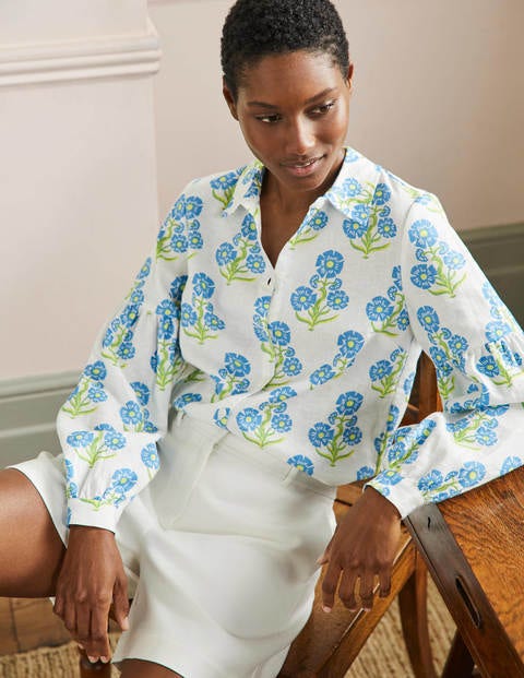 Anna Blouson Linen Shirt - Molly Mahon 