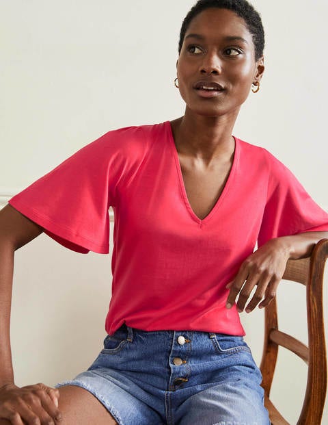 Supersoft Flutter Sleeve Top - Radish 