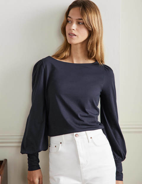 Supersoft Boat Neck Top - Navy