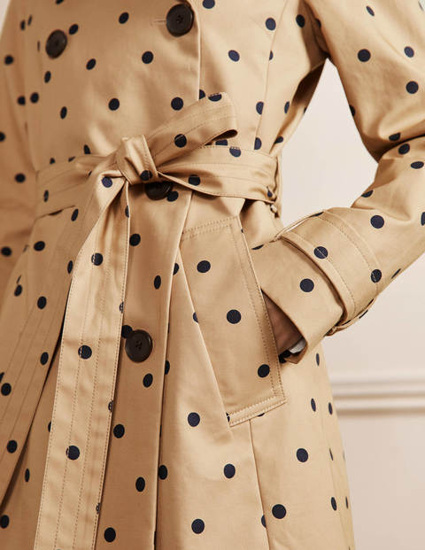 Printed Cotton Trench Coat - Ground Ginger, Spot