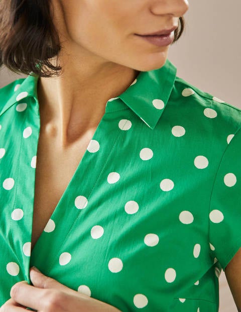 Short Sleeve Shirt Dress - Green ...