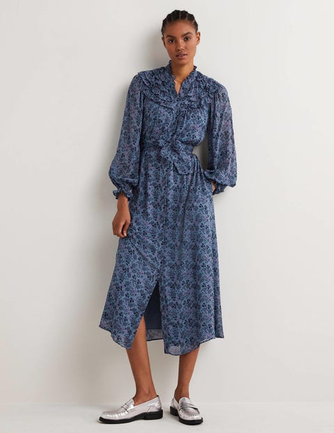 midi shirt dress blue