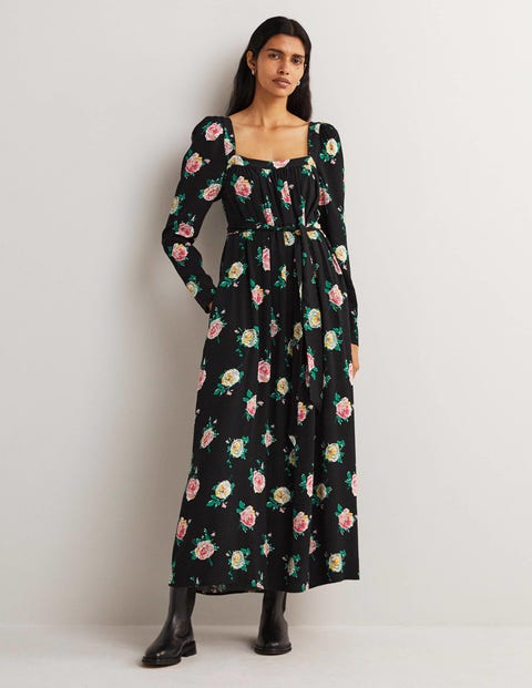 Square Neck Maxi Dress - Black 