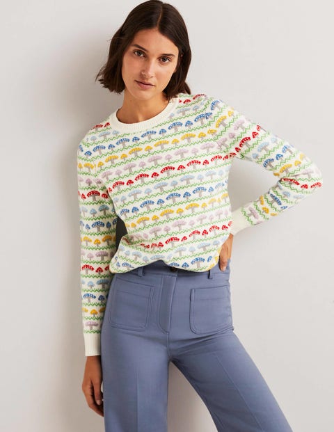 Fair Isle Sweater - Ivory, Mushroom 