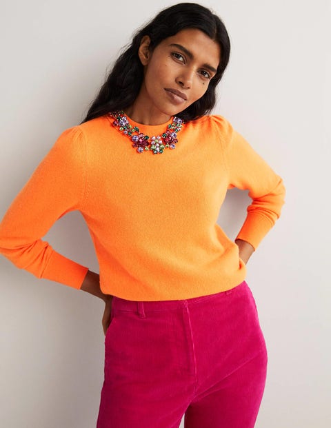 Cashmere Puff Shoulder Jumper - Neon 