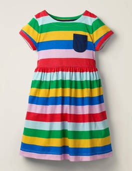 Mini Boden dress girls stripy logo jersey summer t-shirt sun 3 colours age 1-12