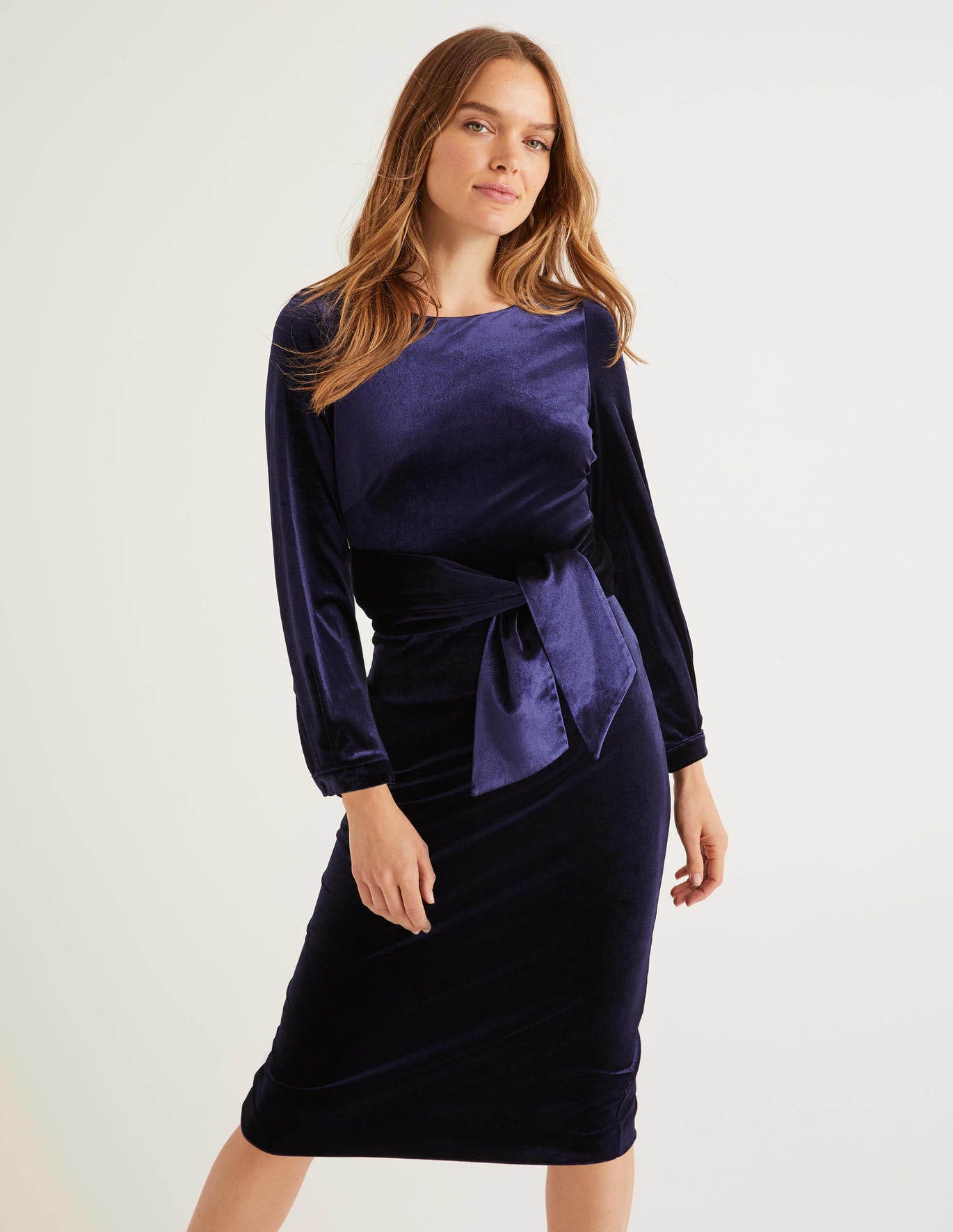 Julianna Velvet Dress - Navy | Boden UK