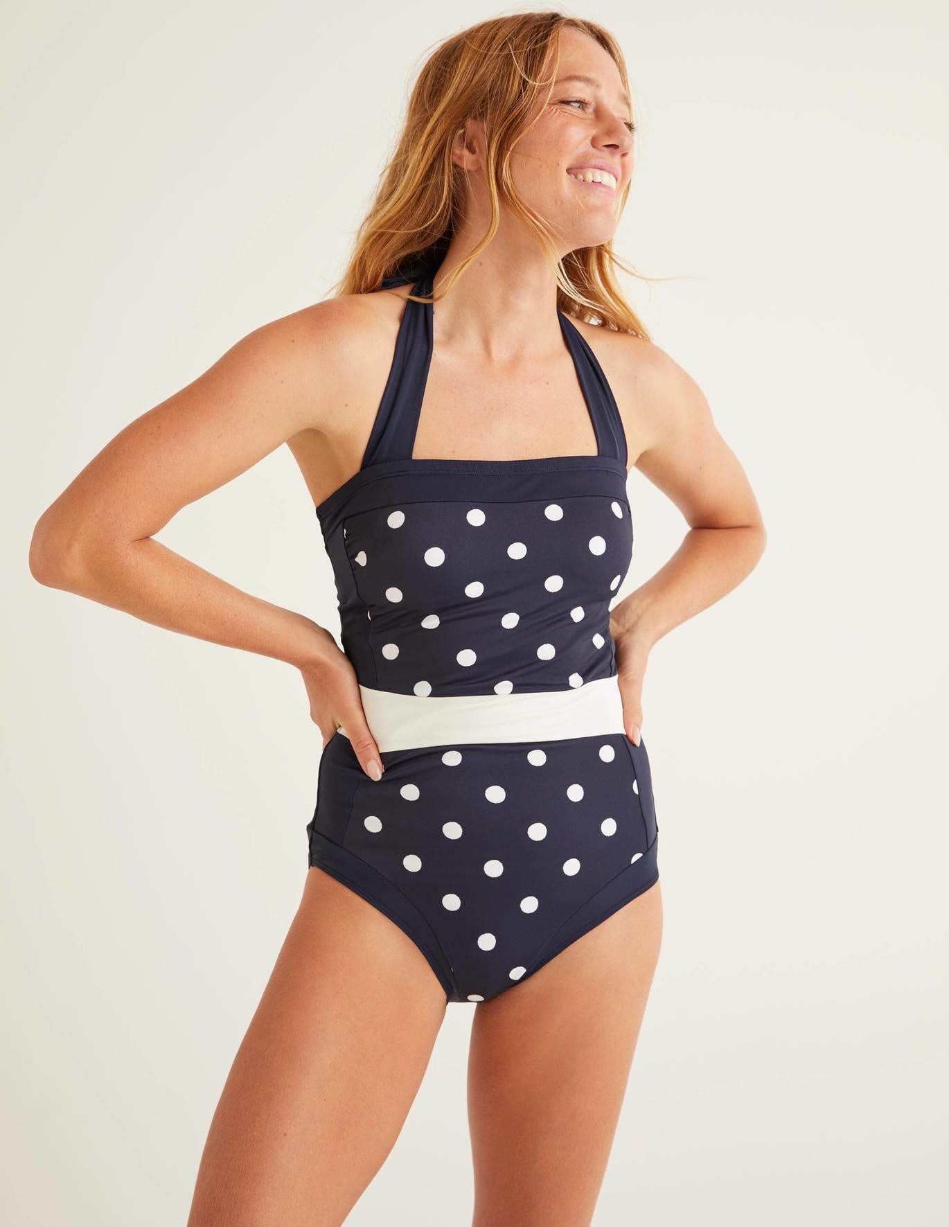Boden Santorini Swimsuit - Navy, Linear Brand Spot