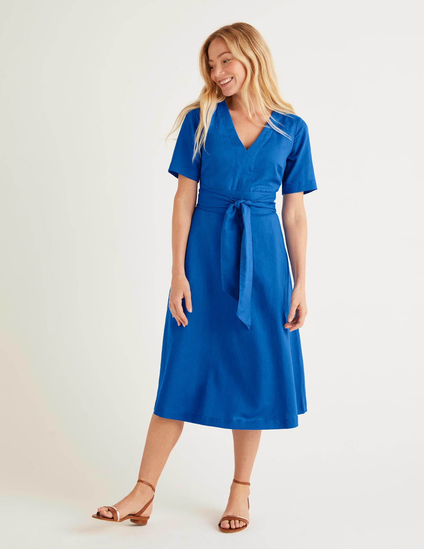 Lily Belted Dress - Bold Blue | Boden US
