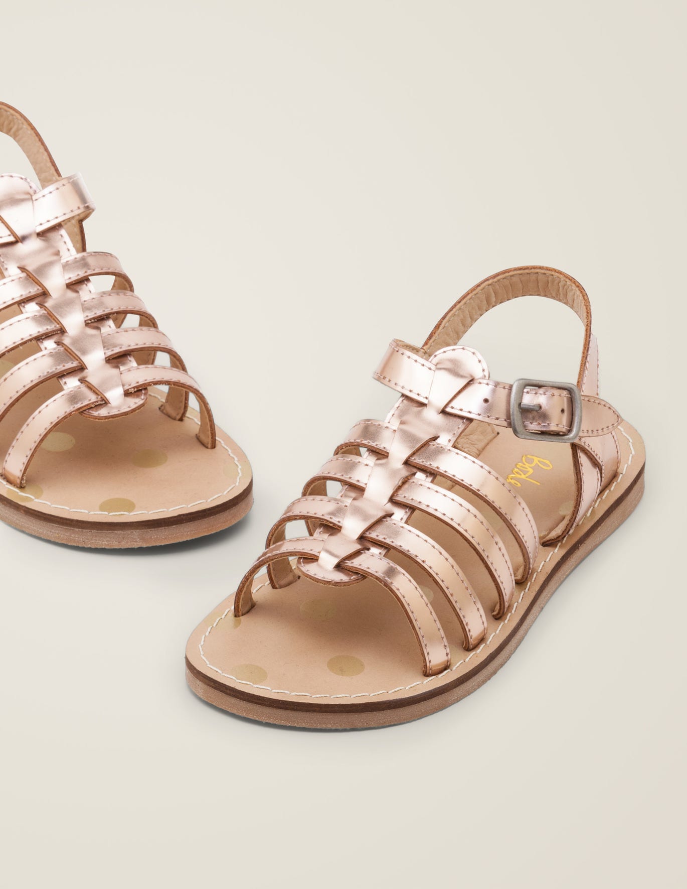 Boden Leather Gladiator Sandals - Rose Gold Metallic
