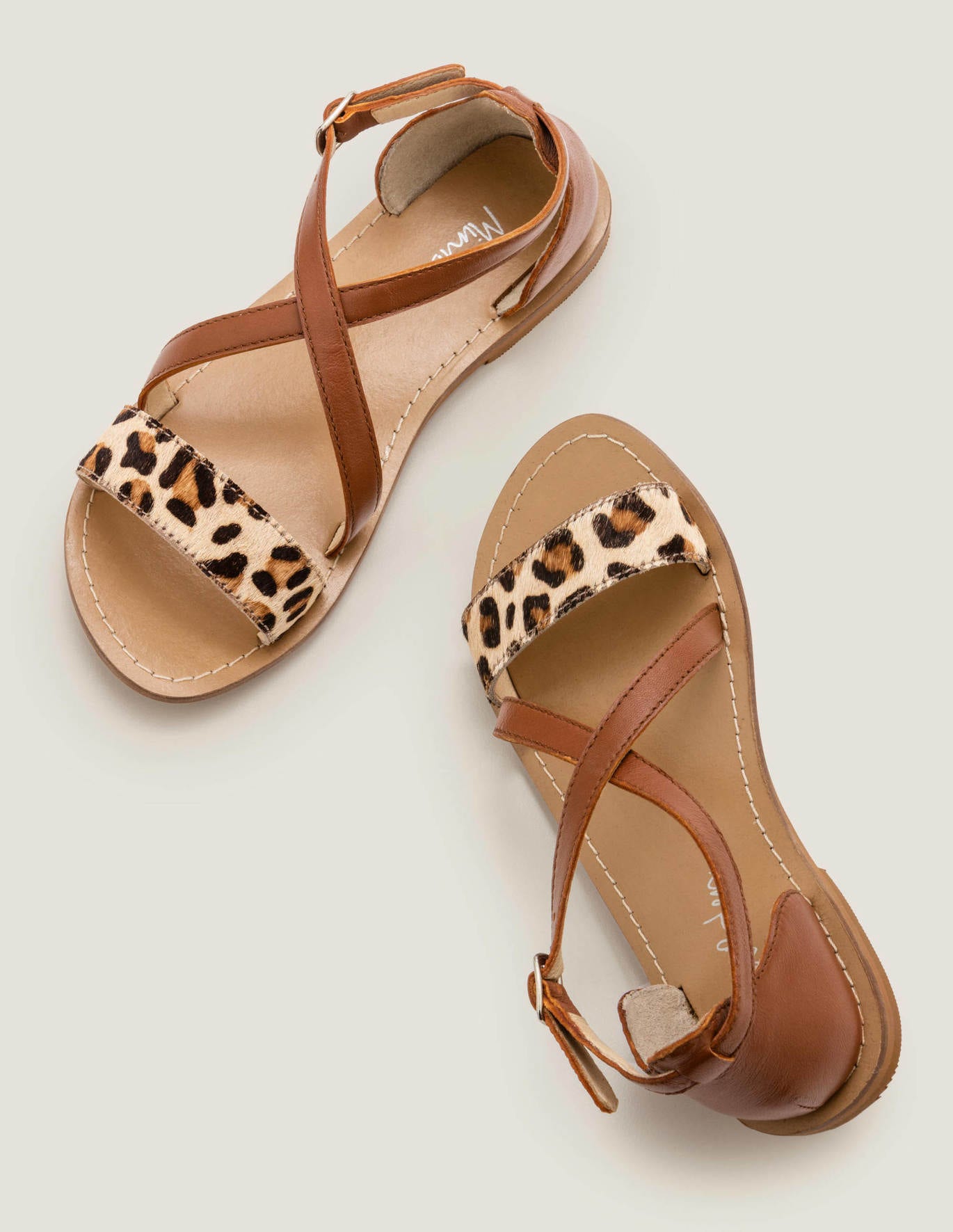 Boden Leather Crossover Sandals - Tan