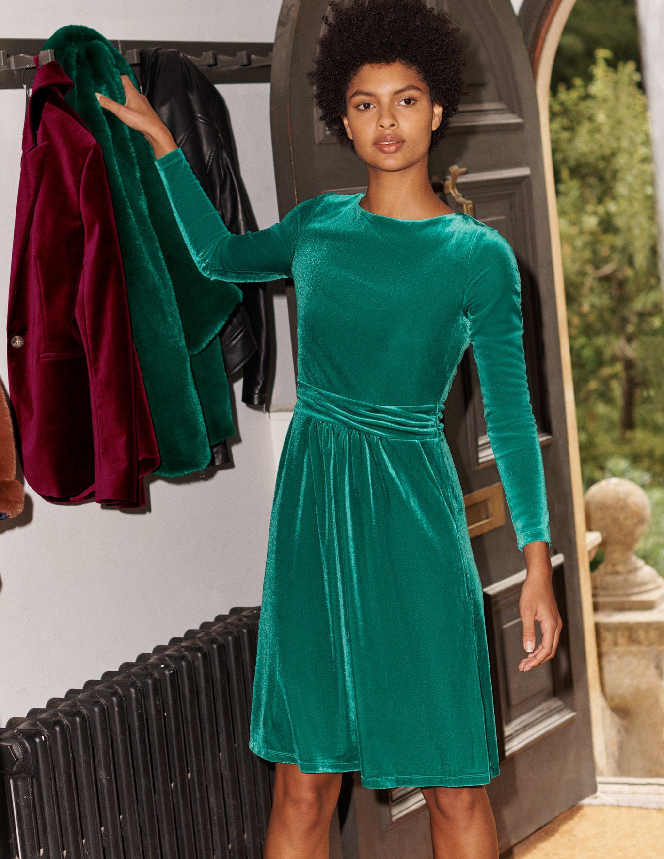 Abigail Velvet Dress - Black | Boden UK