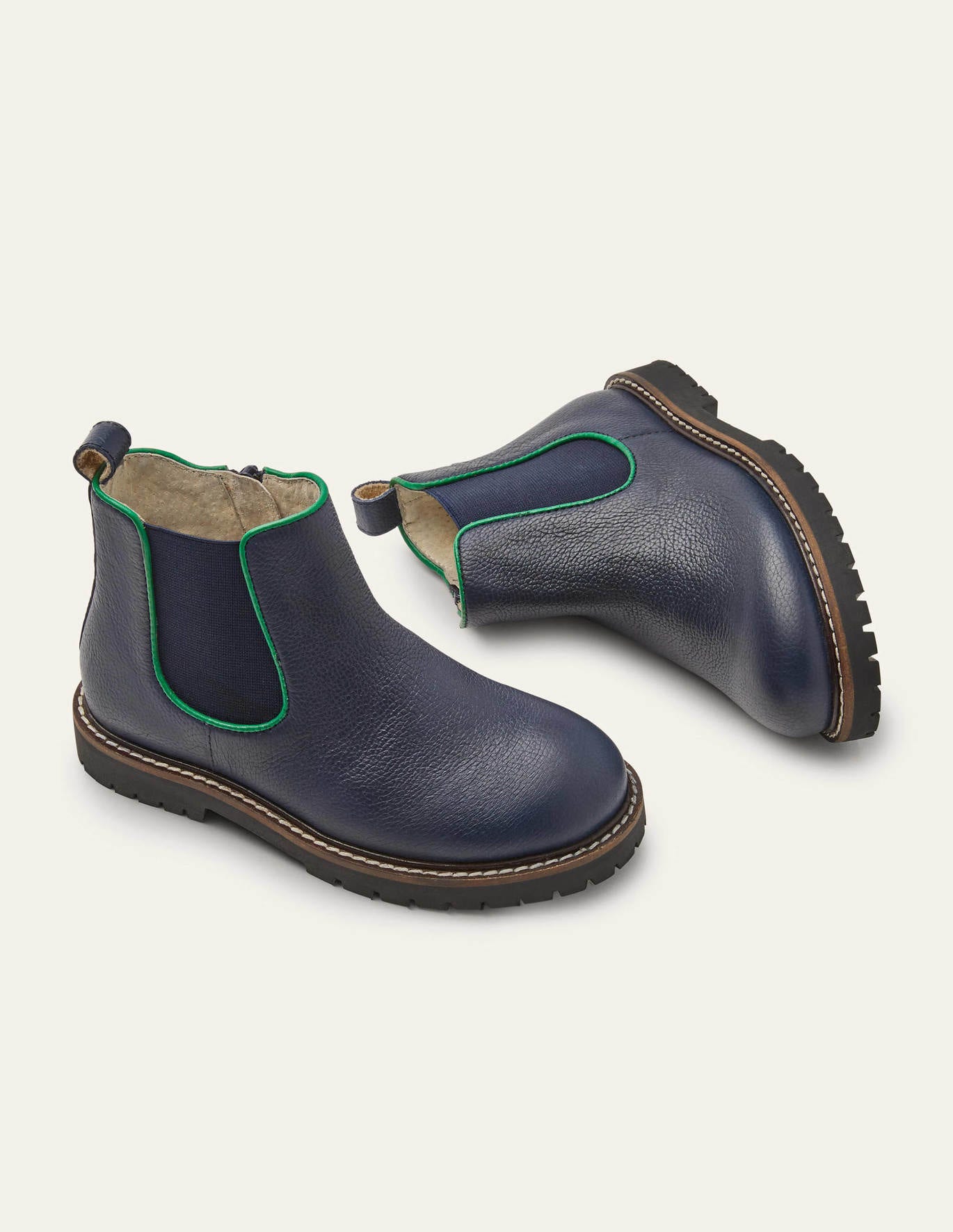 Boden Leather Chelsea Boots - College Navy