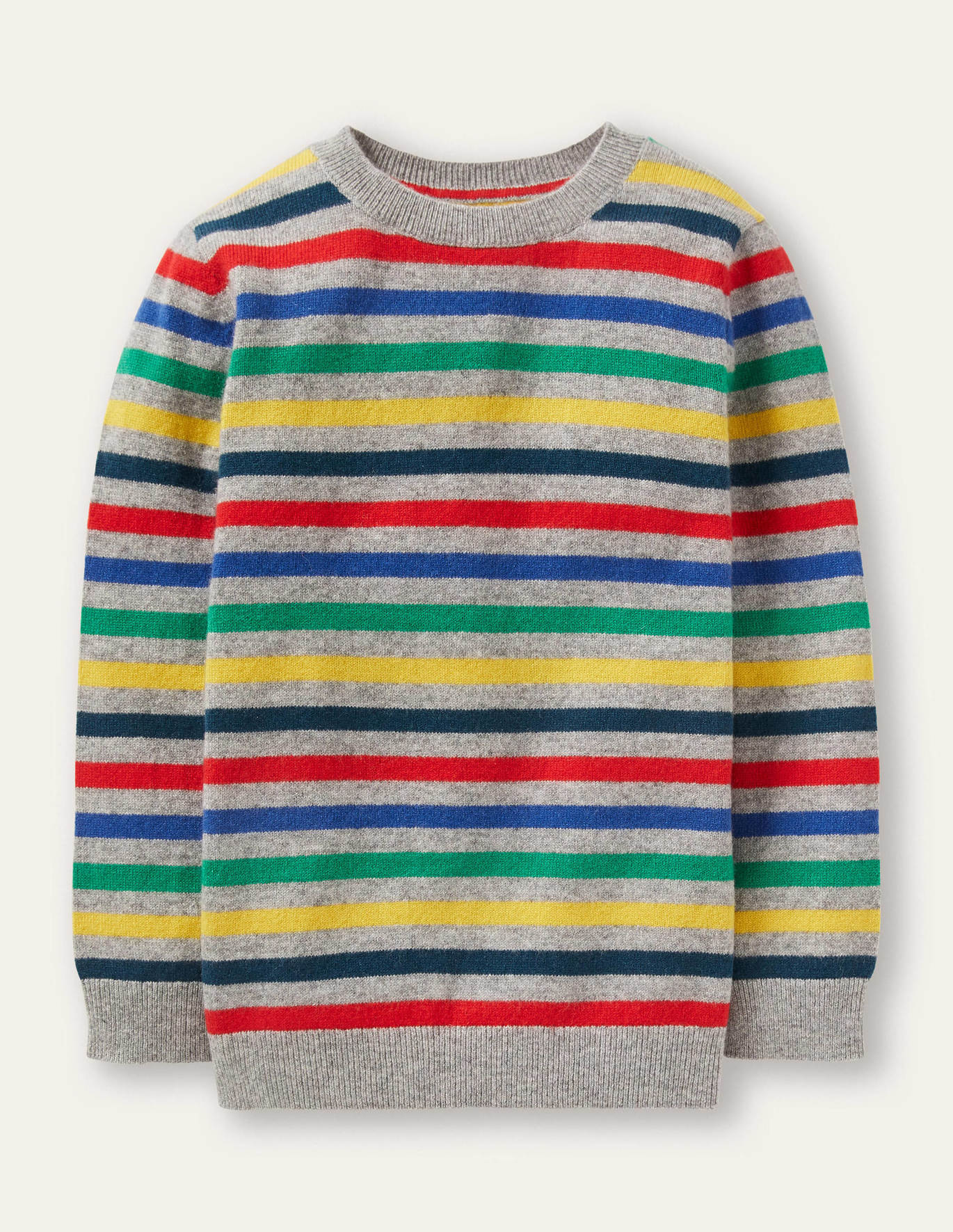 Boden Cashmere Crew Sweater - Grey Marl/Rainbow