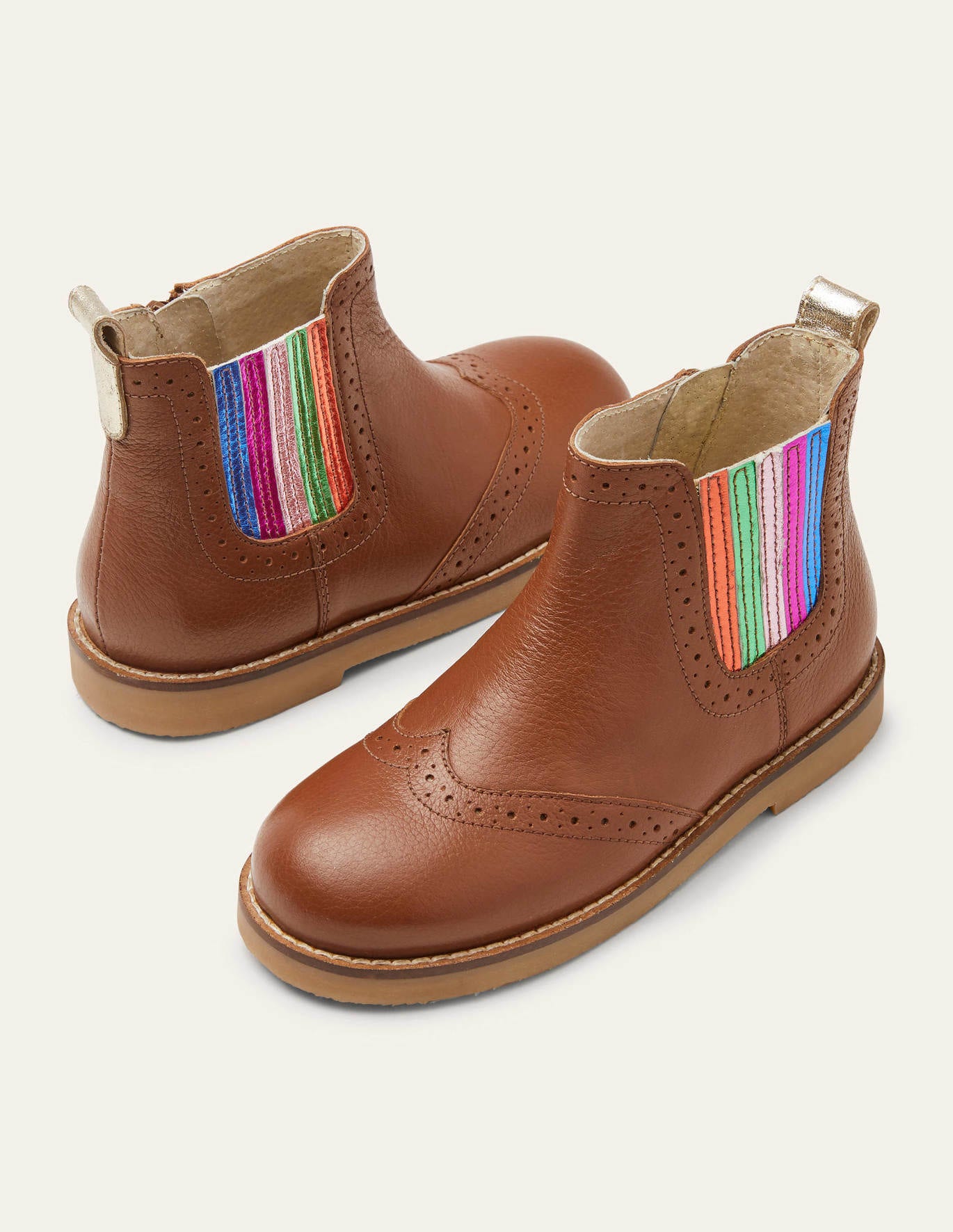 Boden Leather Chelsea Boots - Tan Rainbow