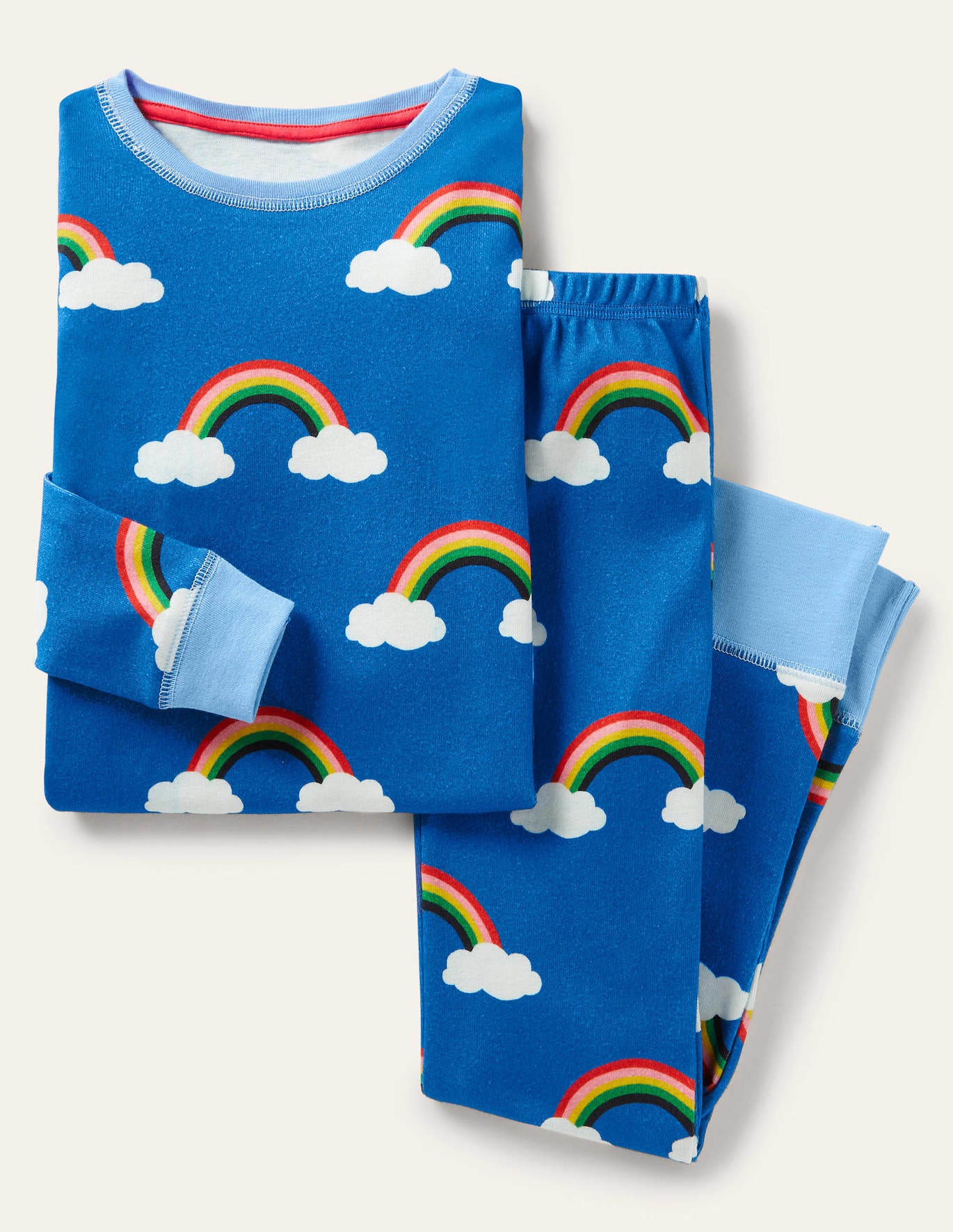 Boden Snug Glow-In-The-Dark Pajamas - Moroccan Blue Rainbow Cloud