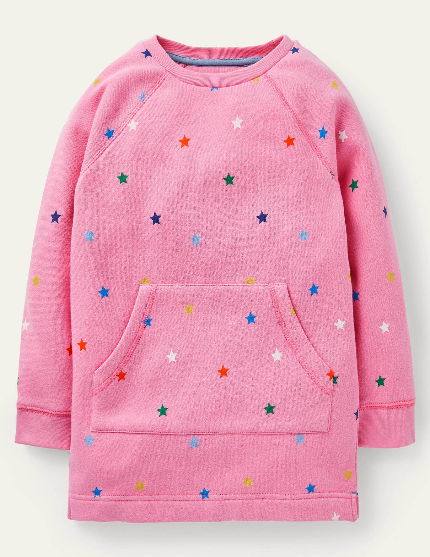 Boden Printed Sweatshirt Tunic - Bright Petal Pink Stars