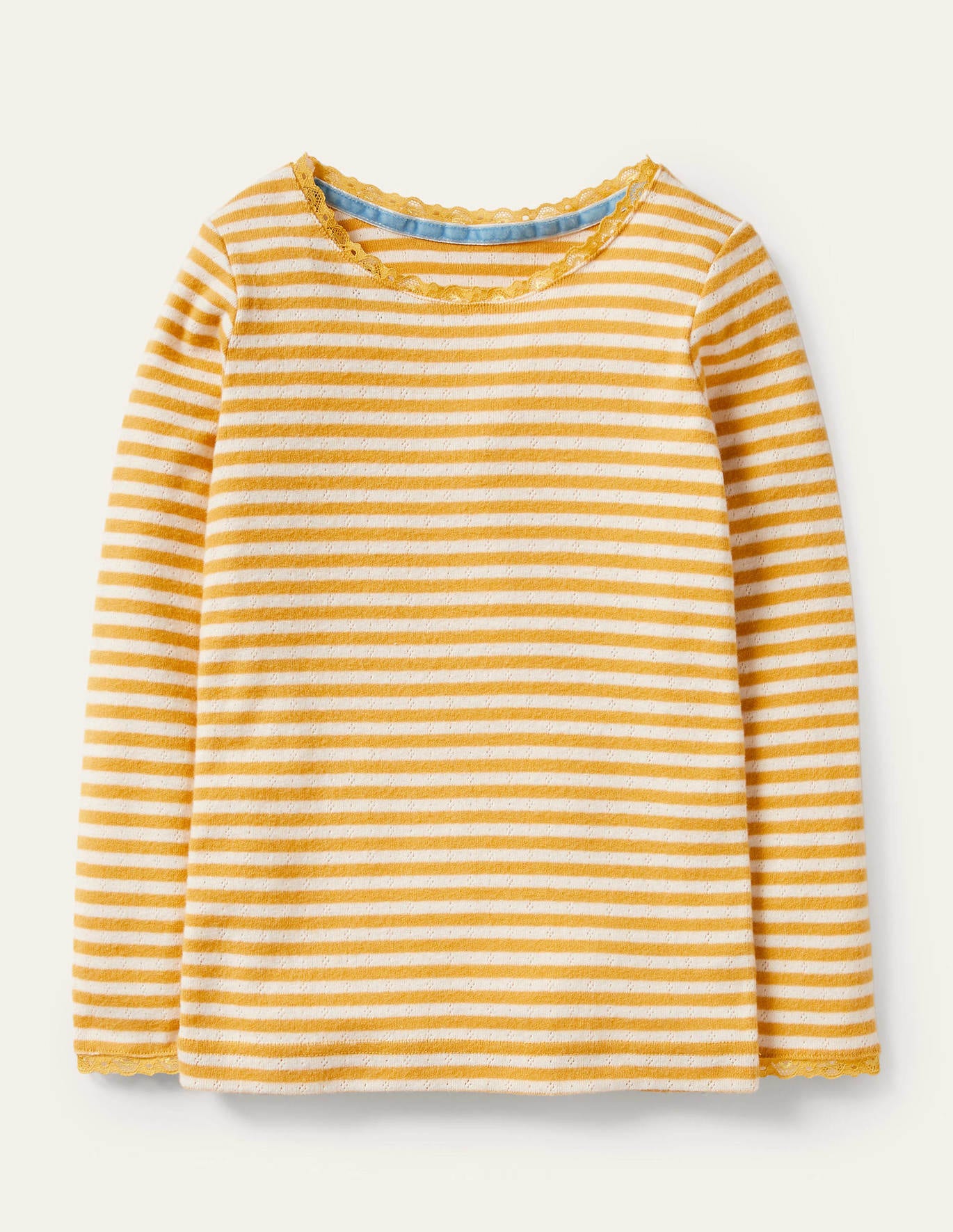 Boden Supersoft Pointelle T-shirt - Honeycomb Yellow/ Ivory