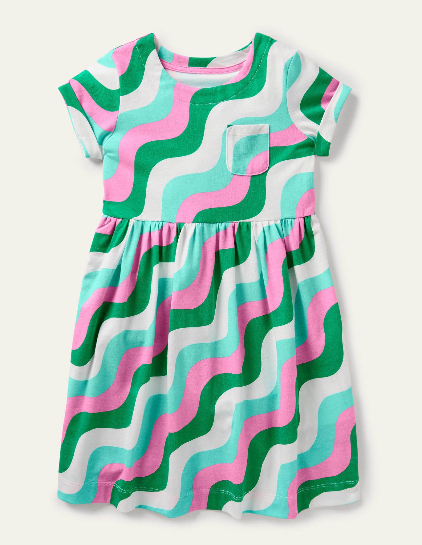 Boden Fun Jersey Dress - Sapling Green Wave