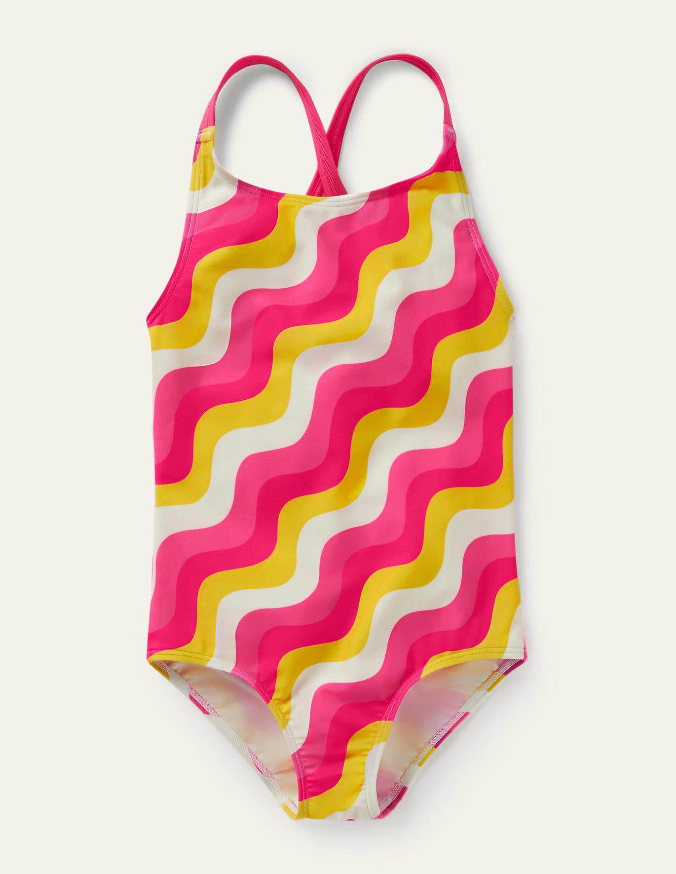 Boden Cross-back Printed Swimsuit - Party Pink Wave