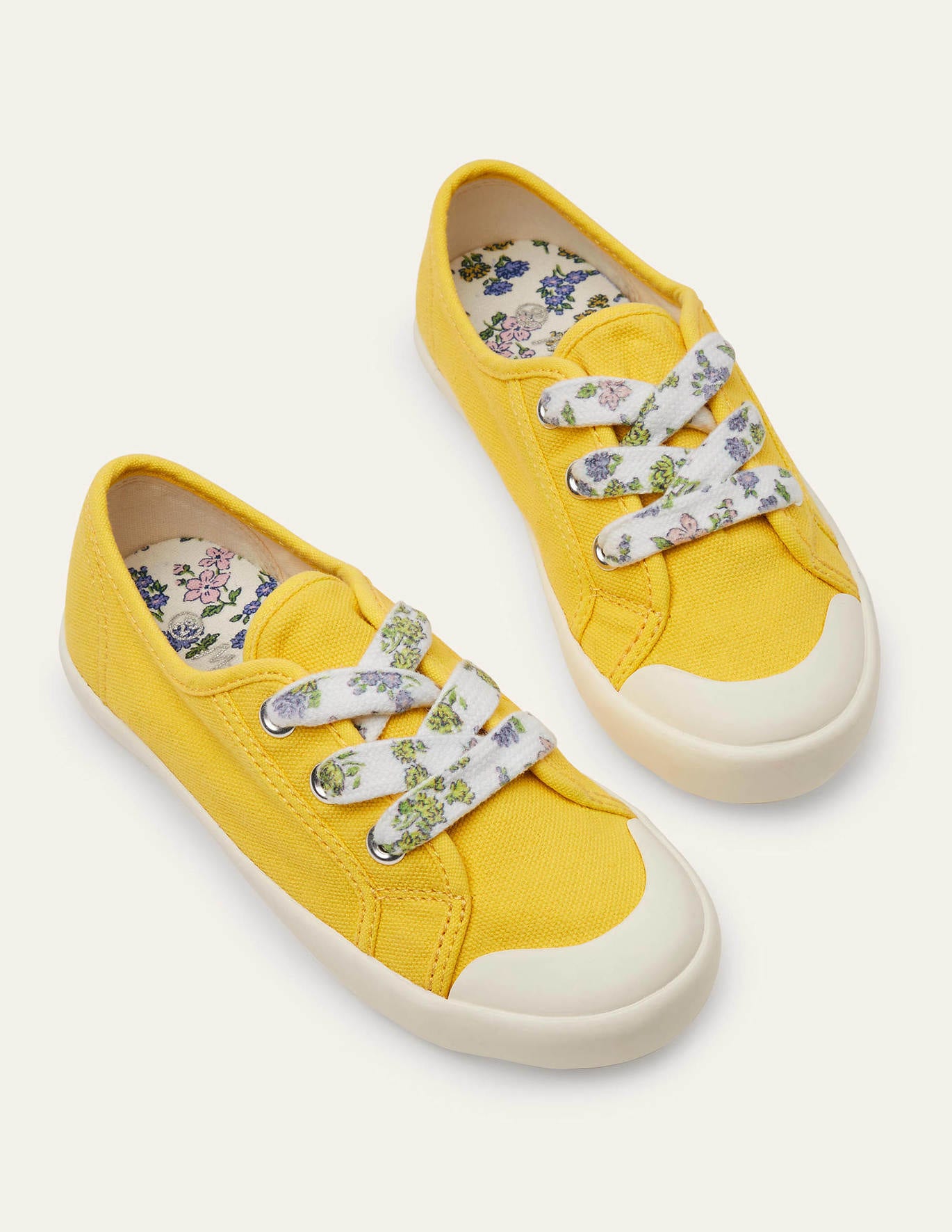 Boden Floral Lace Canvas Shoes - Sweetcorn Yellow