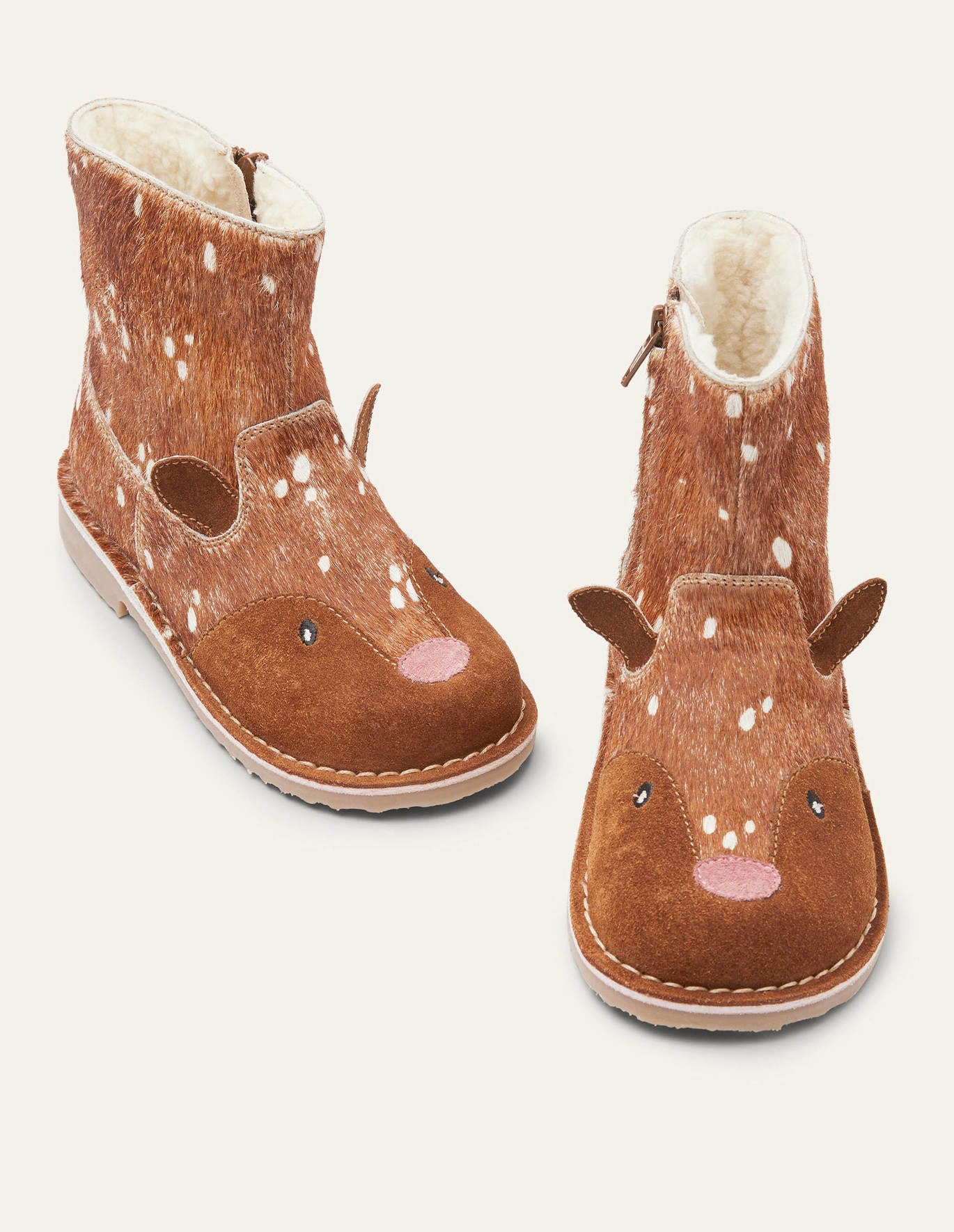 Boden Cosy Short Leather Boots - Deer Hair on Hide
