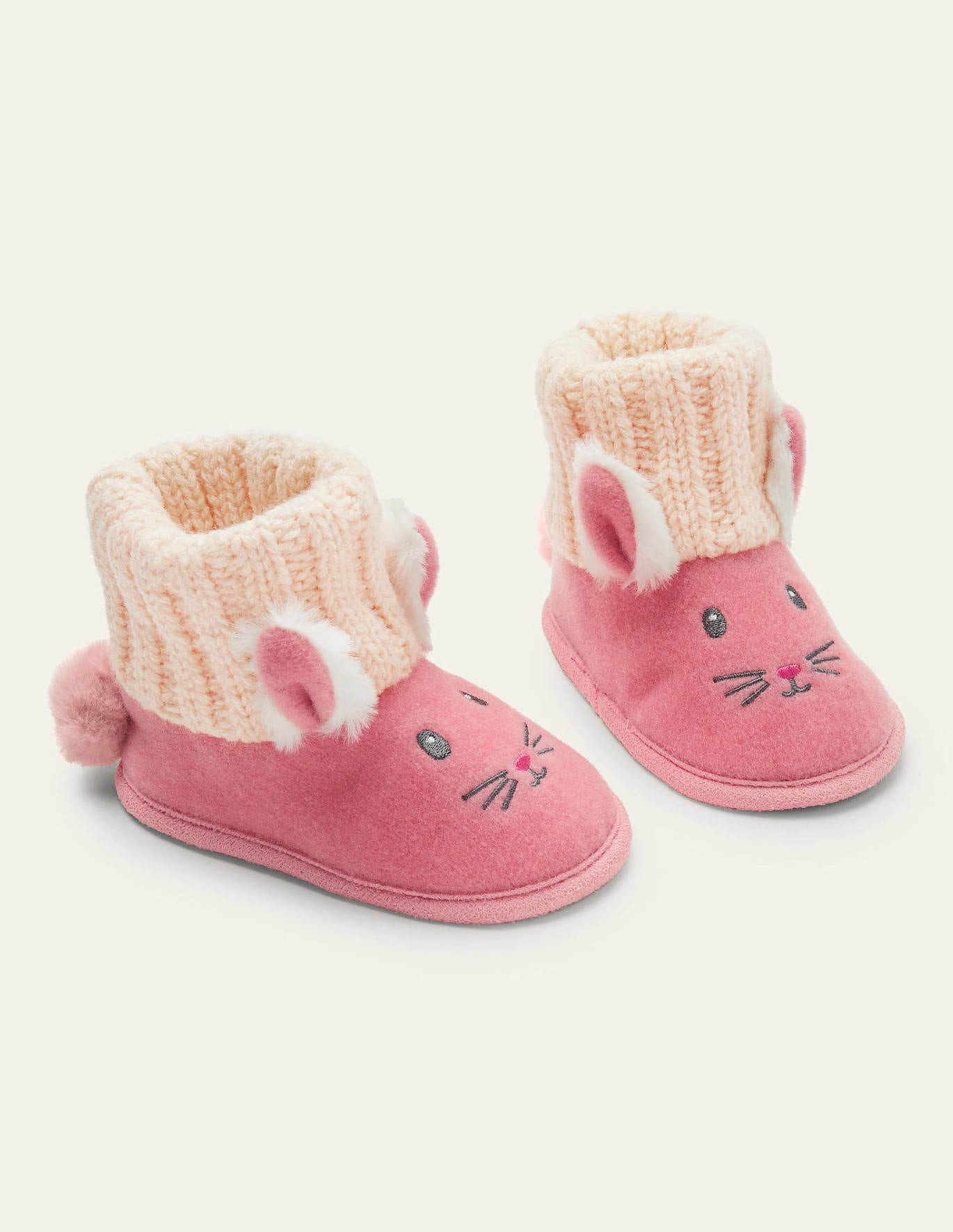 Boden Bunny Knitted Slipper Booties - Boto Pink